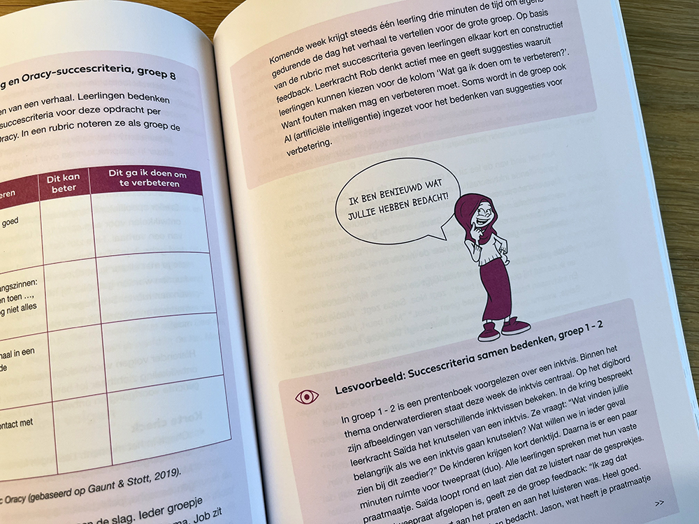 Foto van binnenkant van boek lesmethode Oracy