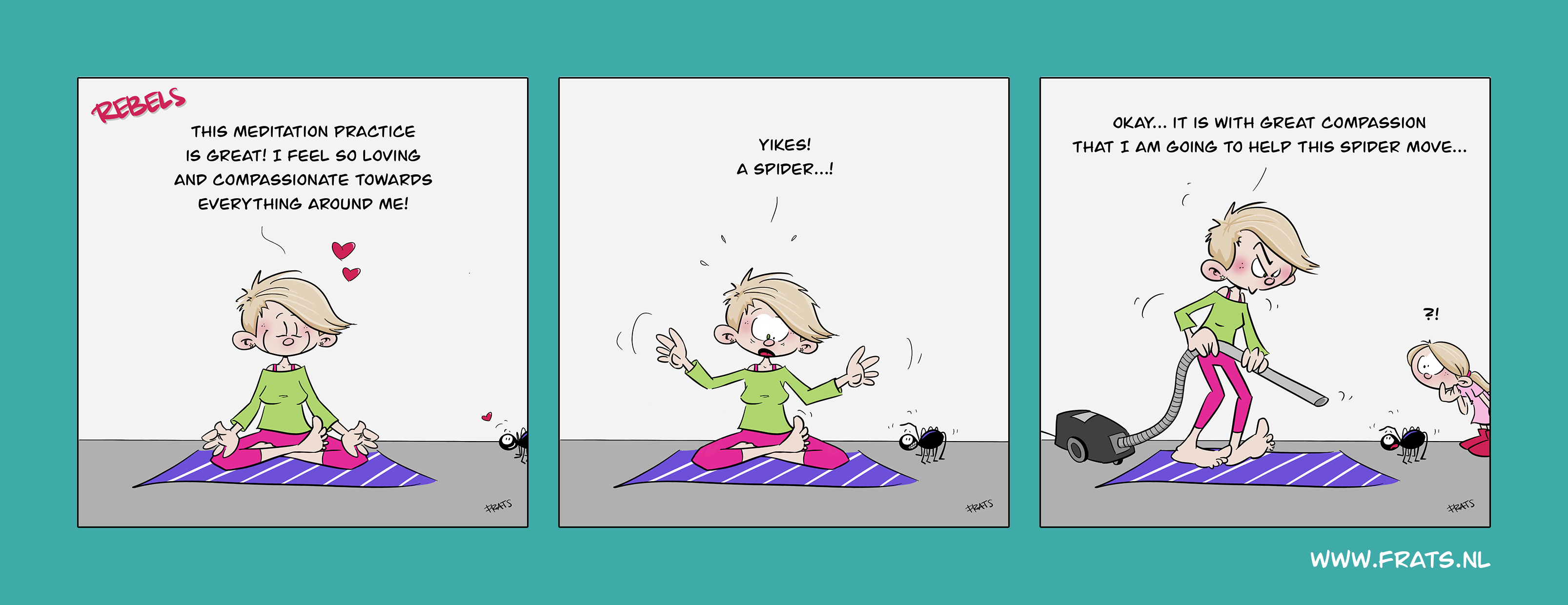 Rebels comic strip about meditation